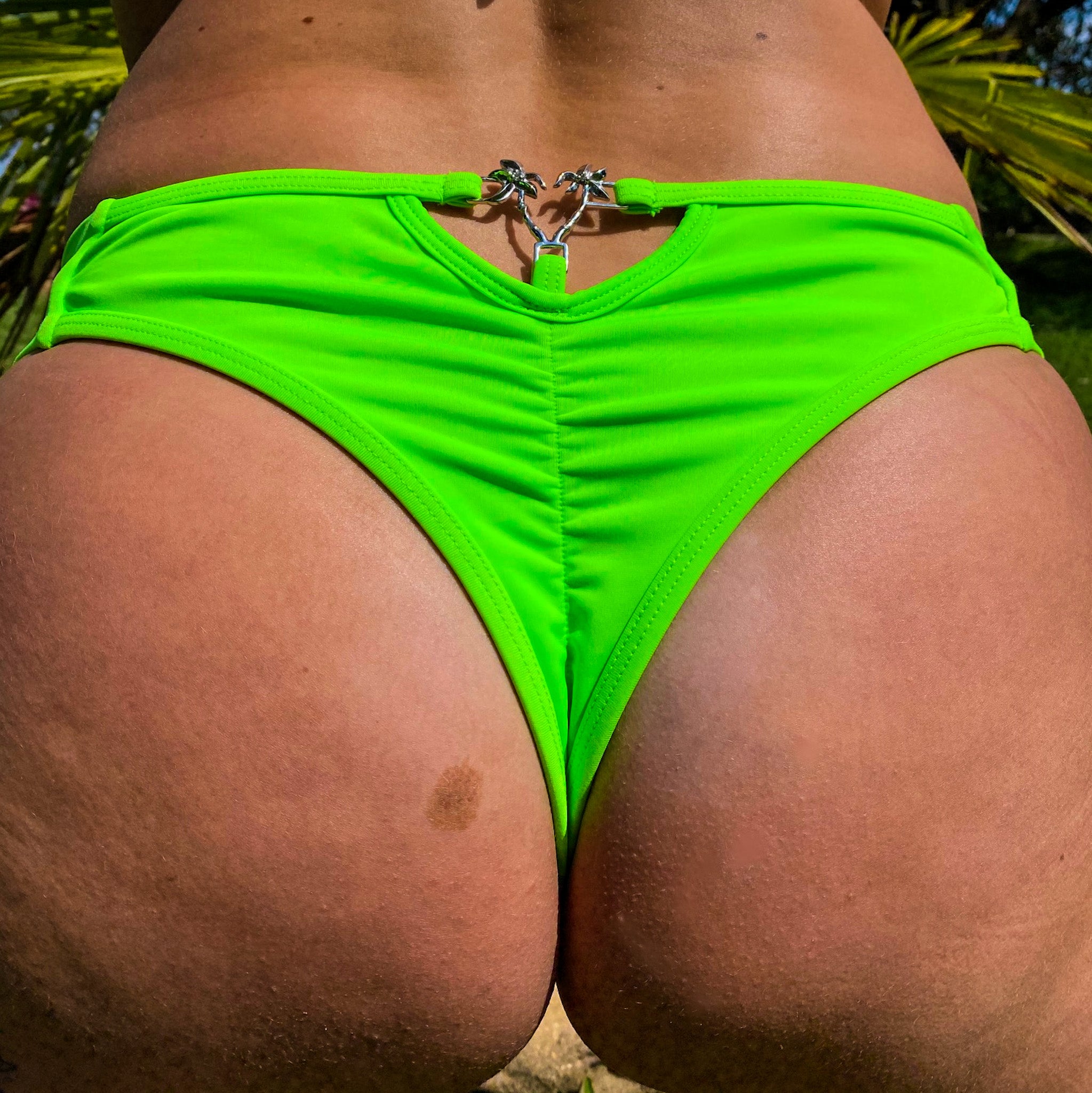 Palm Jewel Scrunch Moderate Bikini Bottom