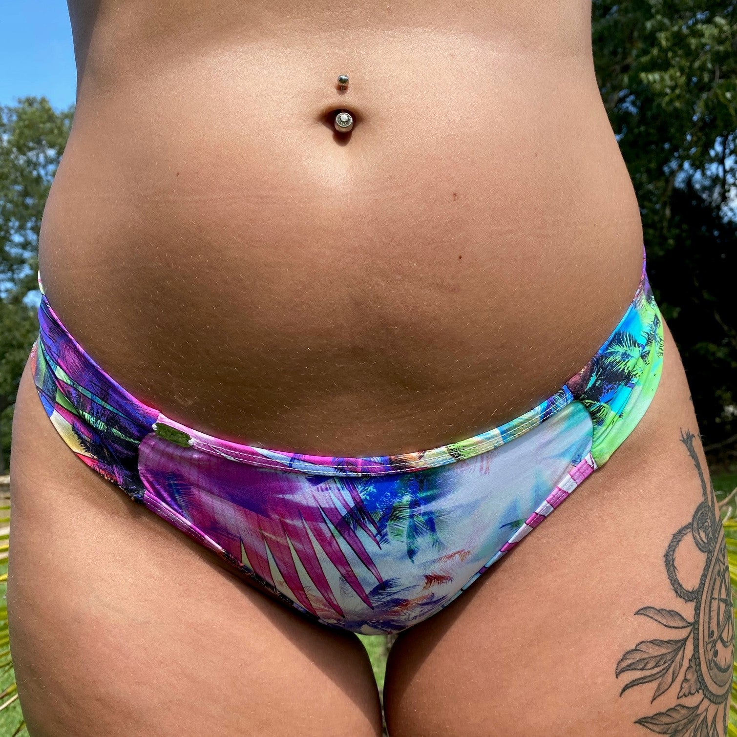 Palm Jewel Scrunch Moderate Bikini Bottom