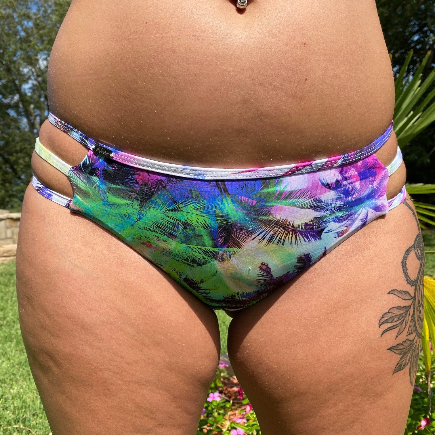 Palm Jewel Scrunch Moderate Bikini Bottom