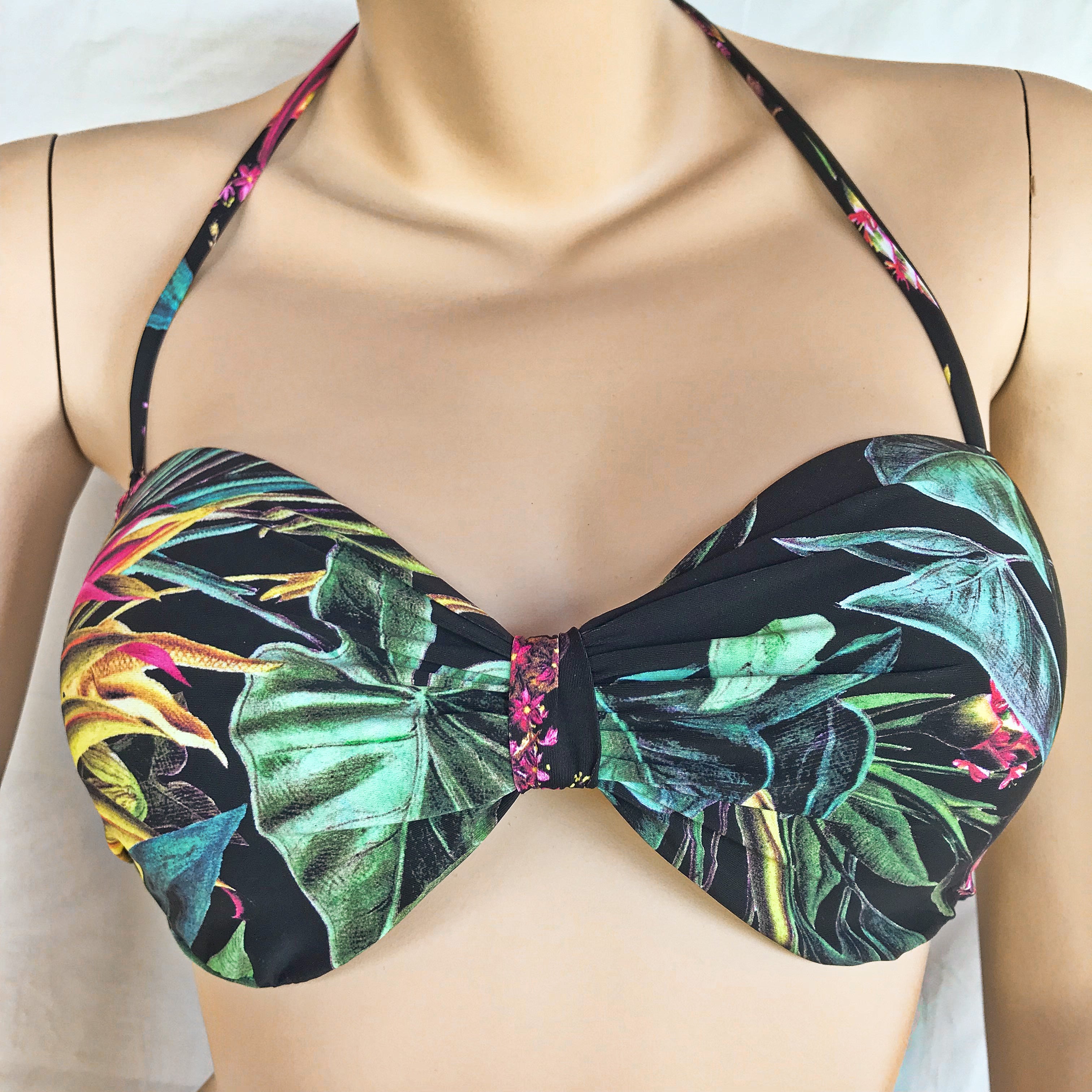 Tropical Midnight Bandeau Bikini Top